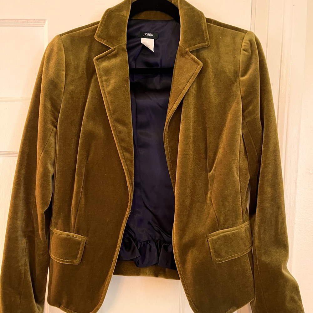 JCrew velvet army green blazer